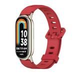 For Xiaomi Mi Band 8 / 9 / 9 NFC Mijobs Flat Hole Breathable Silicone Watch Band(Red+Light Gold)