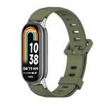 For Xiaomi Mi Band 8 / 9 / 9 NFC Mijobs Flat Hole Breathable Silicone Watch Band(Army Green+Silver)