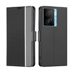 For vivo iQOO Z7x Twill Texture Side Button Leather Phone Case(Black)