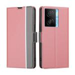 For vivo iQOO Z7x Twill Texture Side Button Leather Phone Case(Pink)