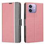For OPPO A3 5G India Twill Texture Side Button Leather Phone Case(Pink)