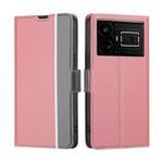 For Realme GT5 / GT5 240W Twill Texture Side Button Leather Phone Case(Pink)