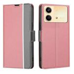 For Xiaomi Redmi Note 13R Pro 5G Twill Texture Side Button Leather Phone Case(Pink)