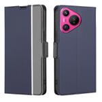 For Huawei Pura 70 5G Twill Texture Side Button Leather Phone Case(Blue)