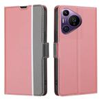 For Huawei Pura 70 Pro / 70 Pro+ 5G Twill Texture Side Button Leather Phone Case(Pink)