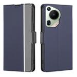 For Huawei Pura 70 Ultra 5G Twill Texture Side Button Leather Phone Case(Blue)