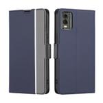 For Nokia C32 Twill Texture Side Button Leather Phone Case(Blue)