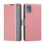 For Nokia C02 TA-1522 Twill Texture Side Button Leather Phone Case(Pink)