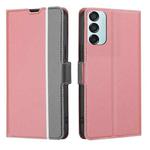 For Samsung Galaxy M15 5G Twill Texture Side Button Leather Phone Case(Pink)