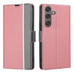 For Samsung Galaxy S24 5G Twill Texture Side Button Leather Phone Case(Pink)