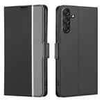 For Samsung Galaxy M55 5G Twill Texture Side Button Leather Phone Case(Black)