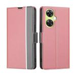 For OnePlus Nord CE 3 Lite 5G Twill Texture Side Button Leather Phone Case(Pink)