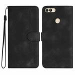 For Huawei P smart  Heart Pattern Skin Feel Leather Phone Case(Black)