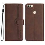 For Huawei P smart  Heart Pattern Skin Feel Leather Phone Case(Brown)