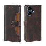 For Infinix Hot 30 4G Skin Feel Magnetic Buckle Leather Phone Case(Brown)