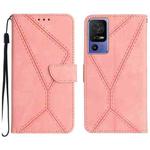 For TCL 40 SE Stitching Embossed Leather Phone Case(Pink)