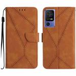 For TCL 40 SE Stitching Embossed Leather Phone Case(Brown)