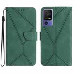 For TCL 40 SE Stitching Embossed Leather Phone Case(Green)
