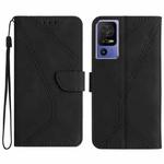 For TCL 40 SE Stitching Embossed Leather Phone Case(Black)