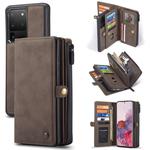 For Samsung Galaxy S20 Ultra CaseMe 018 Detachable Multi-functional Horizontal Flip Leather Case, with Card Slot & Holder & Zipper Wallet & Photo Frame(Brown)