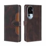 For OPPO Reno10 5G Skin Feel Magnetic Buckle Leather Phone Case(Brown)