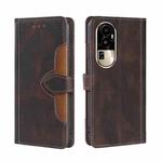 For OPPO Reno10 Pro 5G Skin Feel Magnetic Buckle Leather Phone Case(Brown)