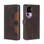 For OPPO Reno10 Pro+ 5G Skin Feel Magnetic Buckle Leather Phone Case(Brown)