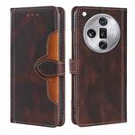For OPPO Find X7 Ultra 5G Skin Feel Magnetic Buckle Leather Phone Case(Brown)