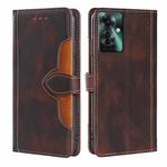 For OPPO Reno11 F 5G Skin Feel Magnetic Buckle Leather Phone Case(Brown)