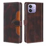 For OPPO A3 5G India Skin Feel Magnetic Buckle Leather Phone Case(Brown)