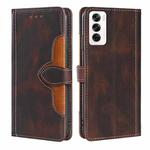 For OPPO Reno12 5G Global Skin Feel Magnetic Buckle Leather Phone Case(Brown)