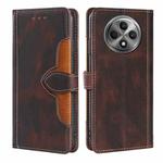 For OPPO Reno12 F 5G Skin Feel Magnetic Buckle Leather Phone Case(Brown)