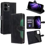 For OPPO Reno13 F 5G / 4G Skin Feel Magnetic Buckle Leather Phone Case(Black)