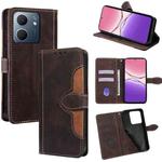 For OPPO A5x 5G Global Skin Feel Magnetic Buckle Leather Phone Case(Brown)