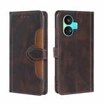 For Realme GT Neo5 SE Skin Feel Magnetic Buckle Leather Phone Case(Brown)