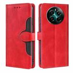 For Realme 12+ 5G Skin Feel Magnetic Buckle Leather Phone Case(Red)