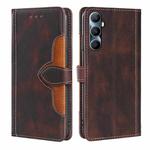 For Realme C65 4G Skin Feel Magnetic Buckle Leather Phone Case(Brown)