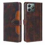 For Realme C61 4G Skin Feel Magnetic Buckle Leather Phone Case(Brown)