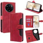 For Realme 14 Pro+ 5G Skin Feel Magnetic Buckle Leather Phone Case(Red)