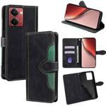 For Realme P3 Ultra 5G Skin Feel Magnetic Buckle Leather Phone Case(Black)