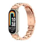 For Xiaomi Mi Band 8 Mijobs Three Bead Stainless Steel Watch Band(Rose Gold+Light Gold)