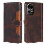 For Huawei nova 12 5G Skin Feel Magnetic Buckle Leather Phone Case(Brown)