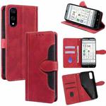 For Kyocera Basio Active3 Skin Feel Magnetic Buckle Leather Phone Case(Red)