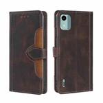 For Nokia C12 Skin Feel Magnetic Buckle Leather Phone Case(Brown)
