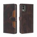 For Nokia C32 Skin Feel Magnetic Buckle Leather Phone Case(Brown)