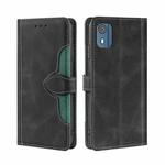 For Nokia C02 TA-1522 Skin Feel Magnetic Buckle Leather Phone Case(Black)