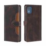 For Nokia C02 TA-1522 Skin Feel Magnetic Buckle Leather Phone Case(Brown)