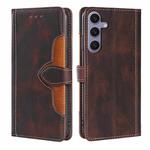 For Samsung Galaxy S24 5G Skin Feel Magnetic Buckle Leather Phone Case(Brown)