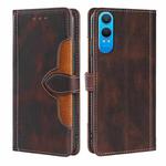 For OnePlus Ace 3 Pro 5G Skin Feel Magnetic Buckle Leather Phone Case(Brown)