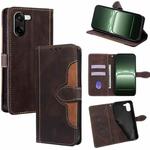 For OnePlus Ace 5 Racing / Nord CE5 Skin Feel Magnetic Buckle Leather Phone Case(Brown)
